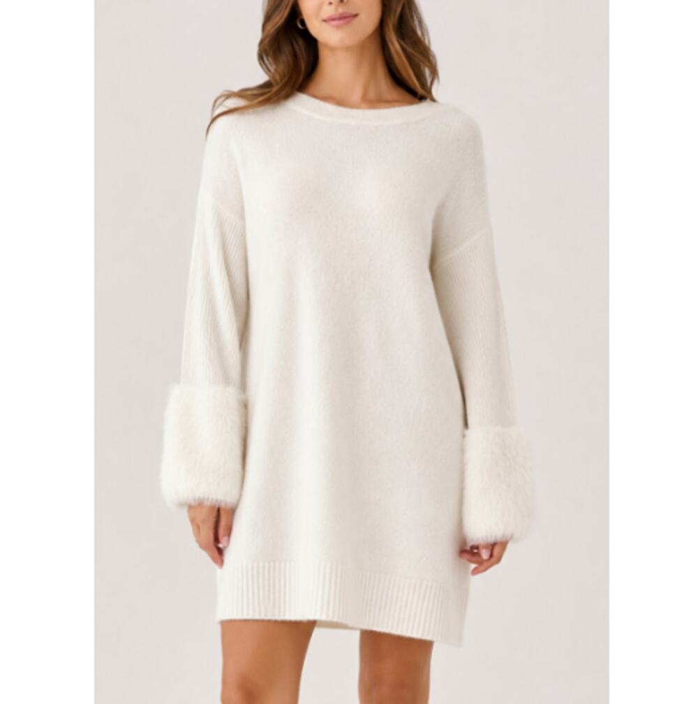 New Anthropologie Women's White Soft Oversized Knit Colma Tunic Sweater Size S